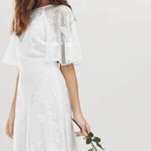 ASOS Embroidered Flutter Sleeve Wedding Dress